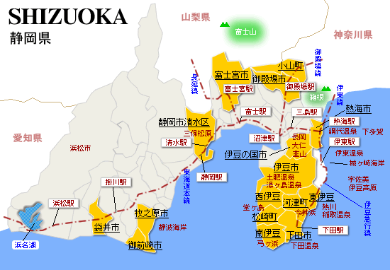 静岡県 地図 合宿の宿案内 旅プランの地図 ｍａｐから宿を検索